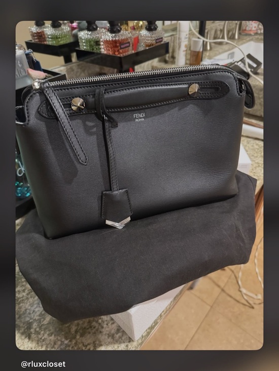 Fendi Handbags - Fendi Black Leather Shoulder Bag with Silver Accents